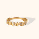14K Guld Ring Dam med Små Stenar – Modern Elegant Guldring - Noxlookjewelry