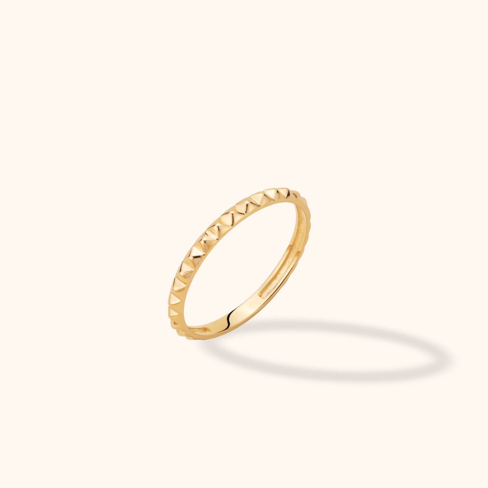 14K Guld Ring Dam – Texturerad Minimalistisk Guldring - Noxlookjewelry