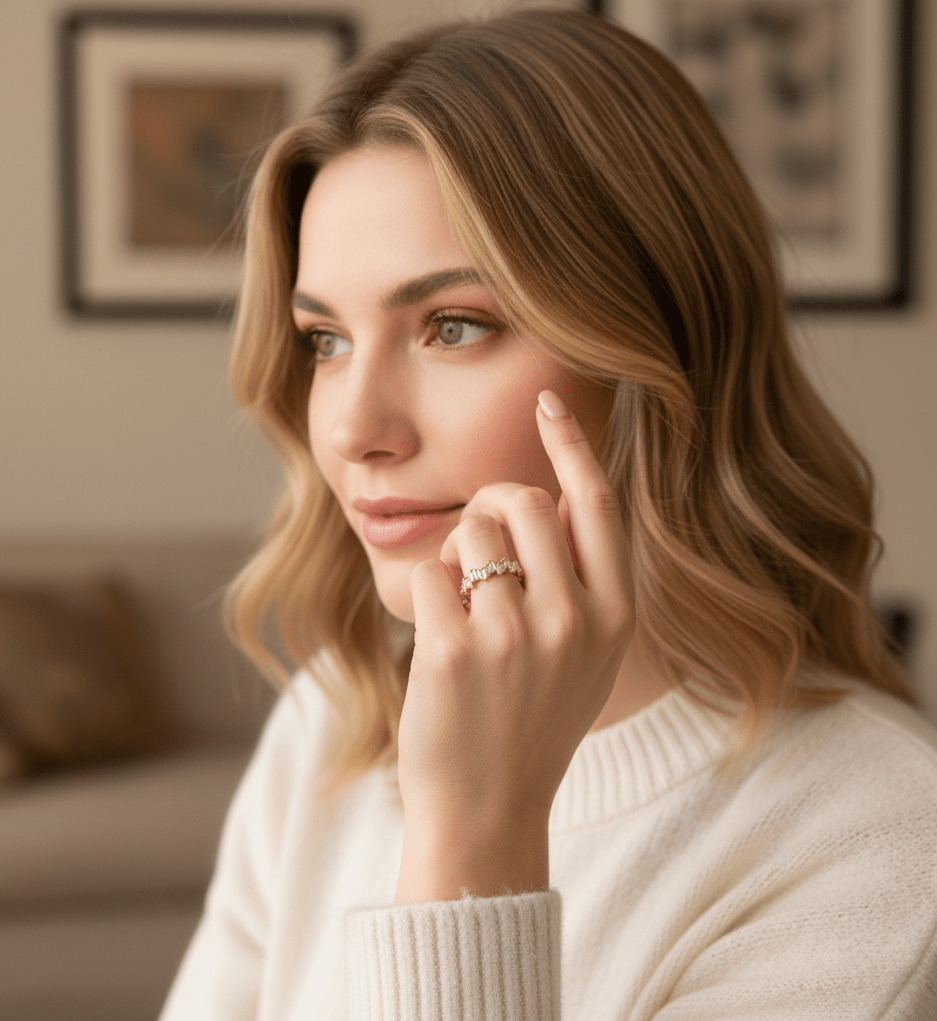 14K Guld Ring för Dam – Elegant Baguette Eternity Ring med Rektangulära Stenar - Noxlookjewelry
