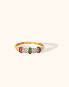 14K Guld Ring för Dam – Elegant Guldring med Färgade Stenar och Pavédesign - Noxlookjewelry