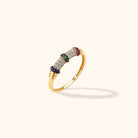 14K Guld Ring för Dam – Elegant Guldring med Färgade Stenar och Pavédesign - Noxlookjewelry