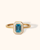 14K Guld Ring med Blå Sten för Dam – Elegant Designring med Emaljdetalj - Noxlookjewelry