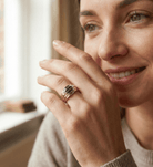 14K Guld Ring med Blå Stenar för Dam – Bred Designring med Gnistrande Detaljer - Noxlookjewelry