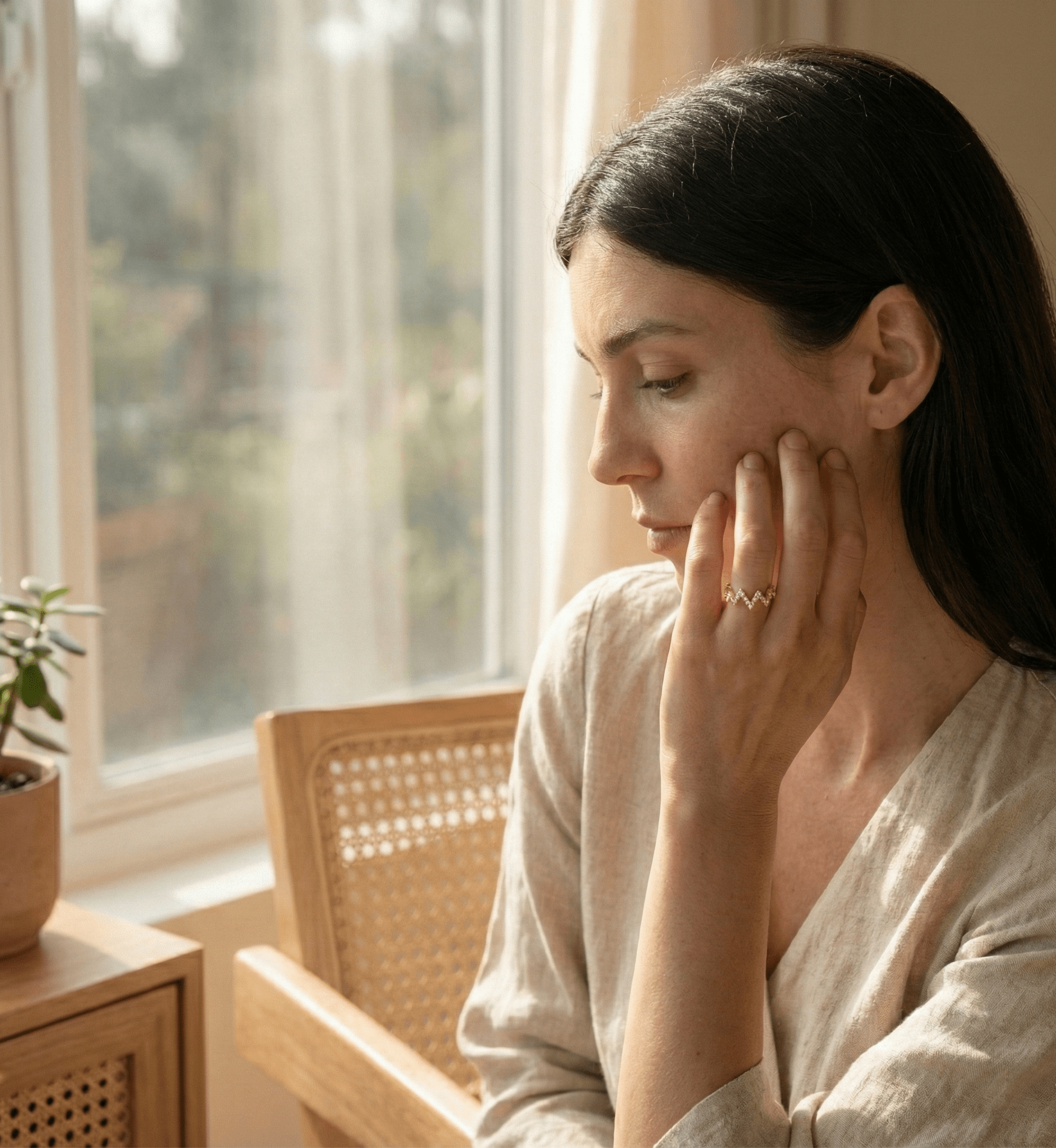 14K Guld Ring med Stenar för Dam – Elegant Tunn Designring med Vågformad Detalj - Noxlookjewelry