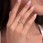 14K Guld Skulpterad Ring Dam – Elegant Stapelbar Guldring - Noxlookjewelry