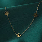 14K Guld Station Halsband med Utskurna Blommor - Elegant Minimalistisk Kedja för Damer - Noxlookjewelry