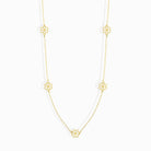 14K Guld Station Halsband med Utskurna Blommor - Elegant Minimalistisk Kedja för Damer - Noxlookjewelry