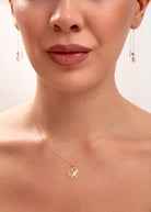 14K Guld Threader Örhängen med Lotusblomma | Köp Smycken - Noxlookjewelry