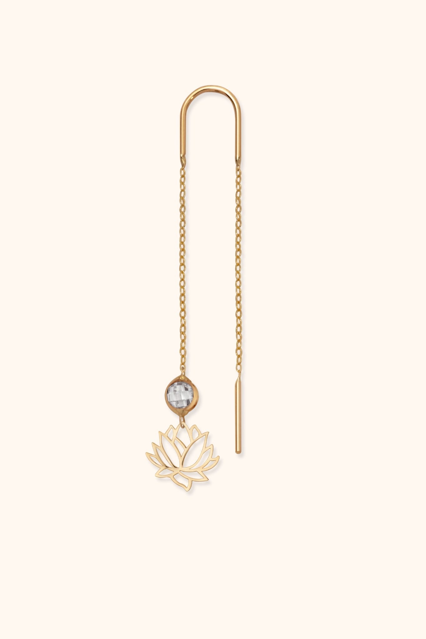 14K Guld Threader Örhängen med Lotusblomma | Köp Smycken - Noxlookjewelry