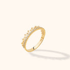 14K Guld Tiara Pavé Ring Dam – Elegant Kronformad Stapelbar Guldring - Noxlookjewelry