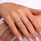 14K Guld Tiara Pavé Ring Dam – Elegant Kronformad Stapelbar Guldring - Noxlookjewelry