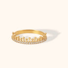 14K Guld Tiara Pavé Ring Dam – Elegant Kronformad Stapelbar Guldring - Noxlookjewelry