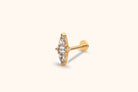 14K Guld Traguspiercing Med Baguette - Och Marquiseformad Clusterdesign - Noxlookjewelry