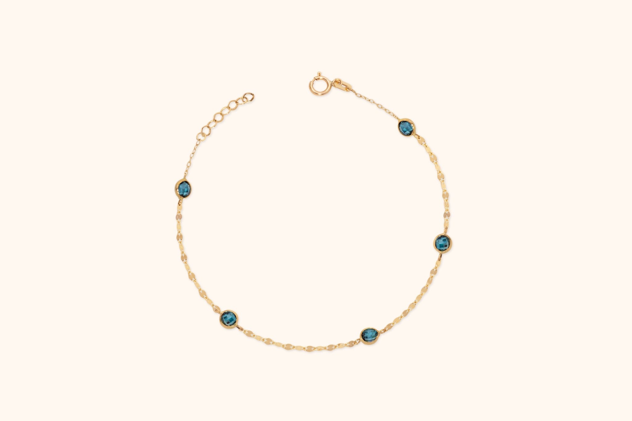 14K Guldarmband Dam Med Blå Stendetaljer Och Elegant Minimalistisk Stil - Noxlookjewelry