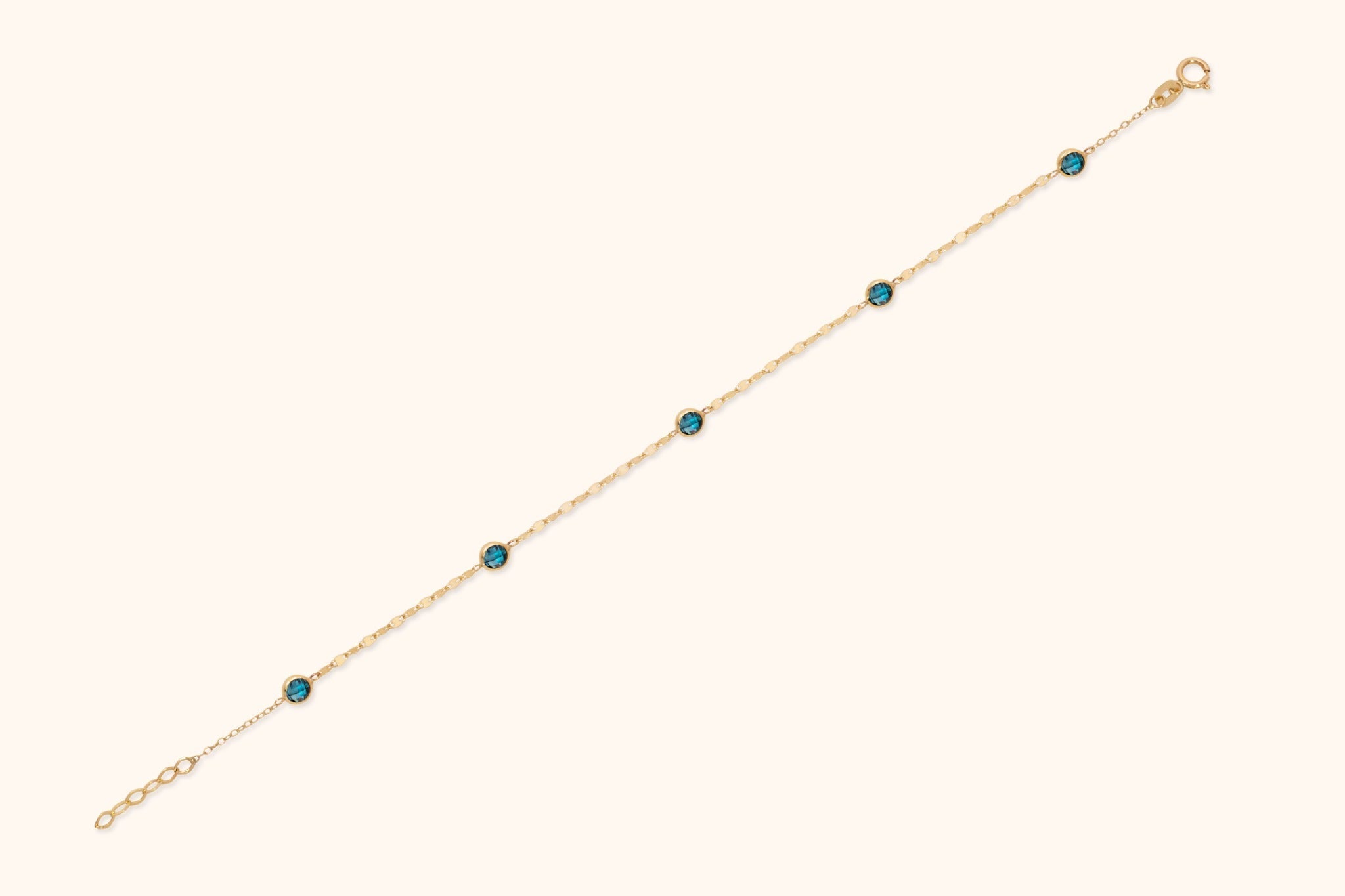 14K Guldarmband Dam Med Blå Stendetaljer Och Elegant Minimalistisk Stil - Noxlookjewelry