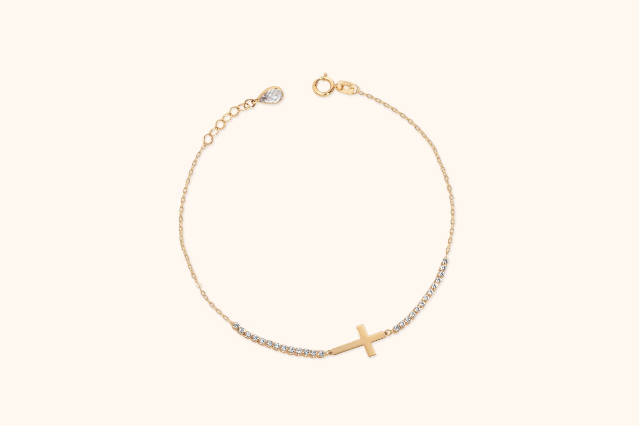 14K Guldarmband Dam Med Kors Och Elegant Minimalistisk Design - Noxlookjewelry