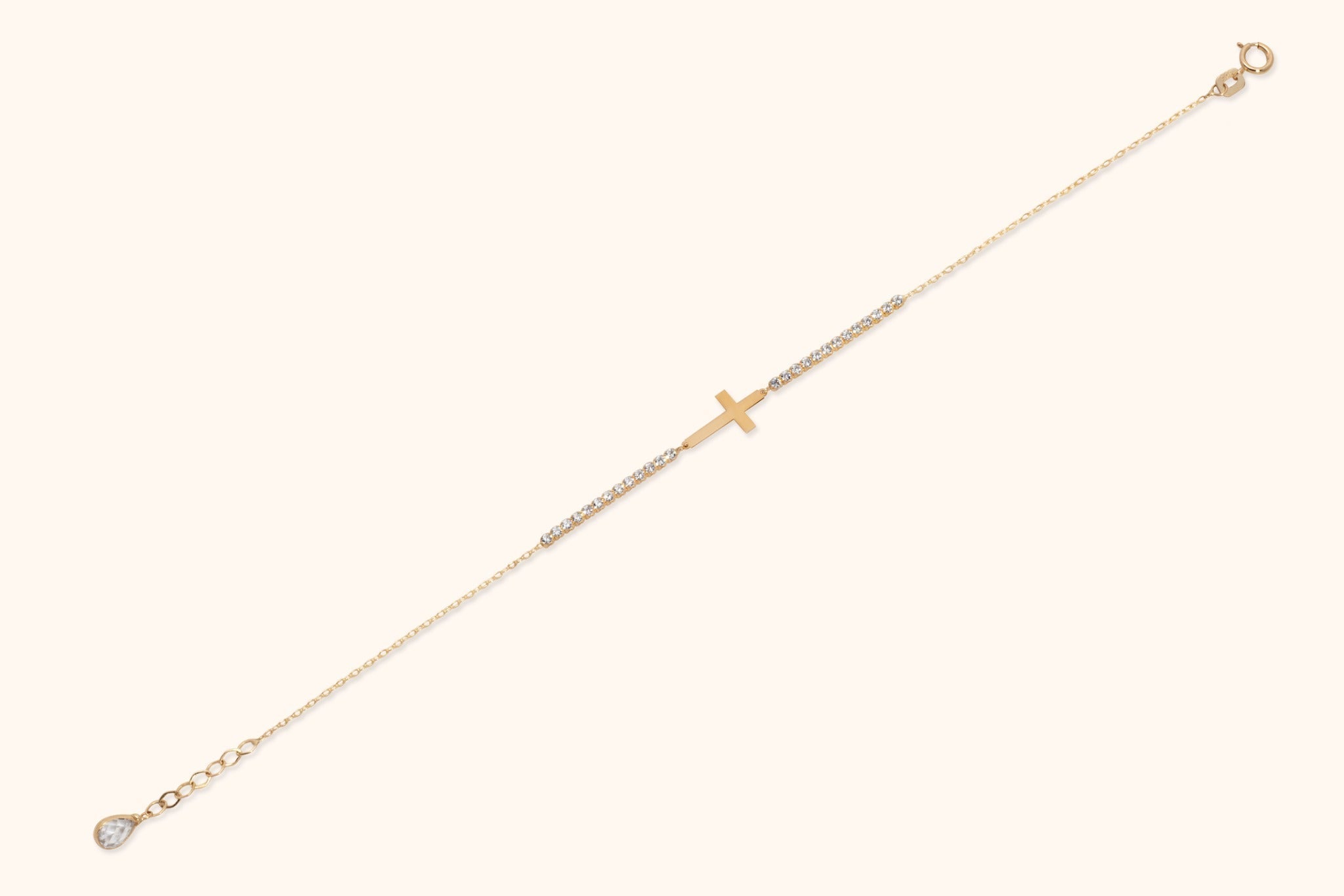 14K Guldarmband Dam Med Kors Och Elegant Minimalistisk Design - Noxlookjewelry