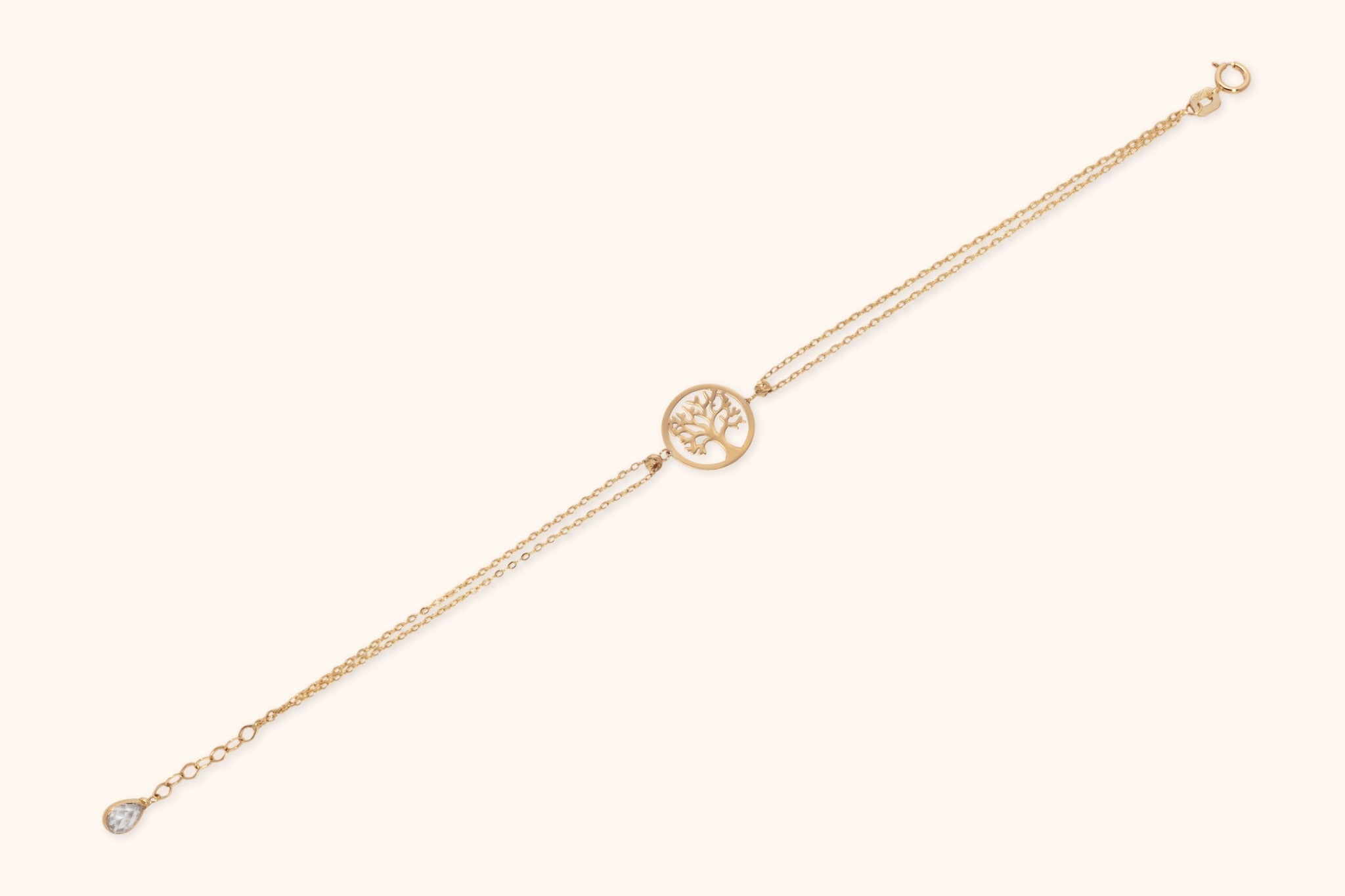 14K Guldarmband Dam Med Livets Träd Och Elegant Minimalistisk Design - Noxlookjewelry