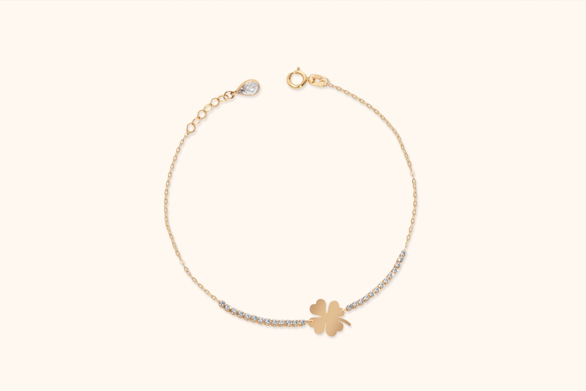 14K Guldarmband Dam Med Lyckoklöver Och Elegant Minimalistisk Design - Noxlookjewelry