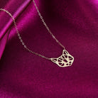 14K Guldhalsband Dam – Geometrisk Katt Halsband i Äkta Guld | Cat Lover Smycke - Noxlookjewelry