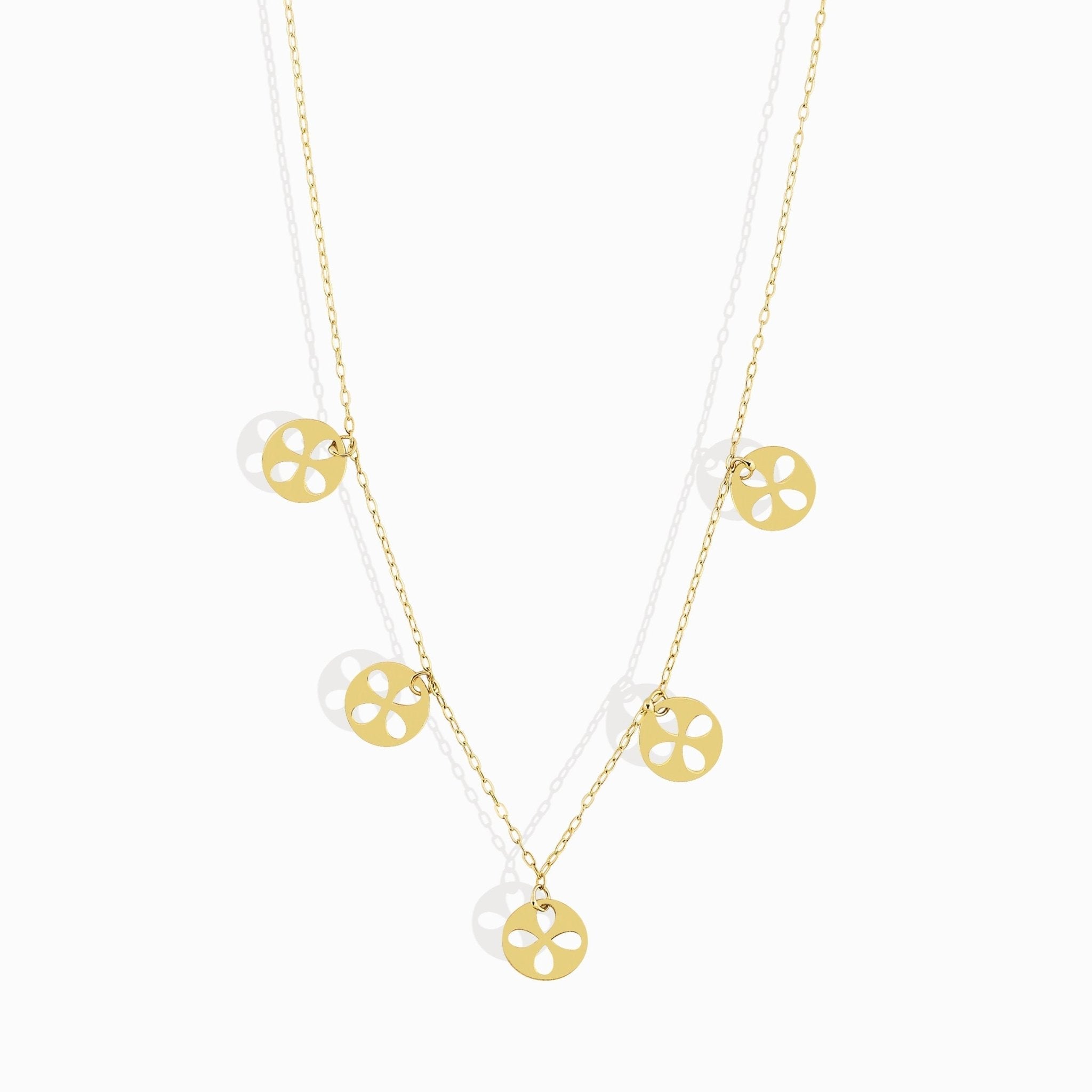 14K Guldhalsband Dam Klöver Halsband I Äkta Guld Minimalistiskt Guldhalsband Med Klöver - Noxlookjewelry