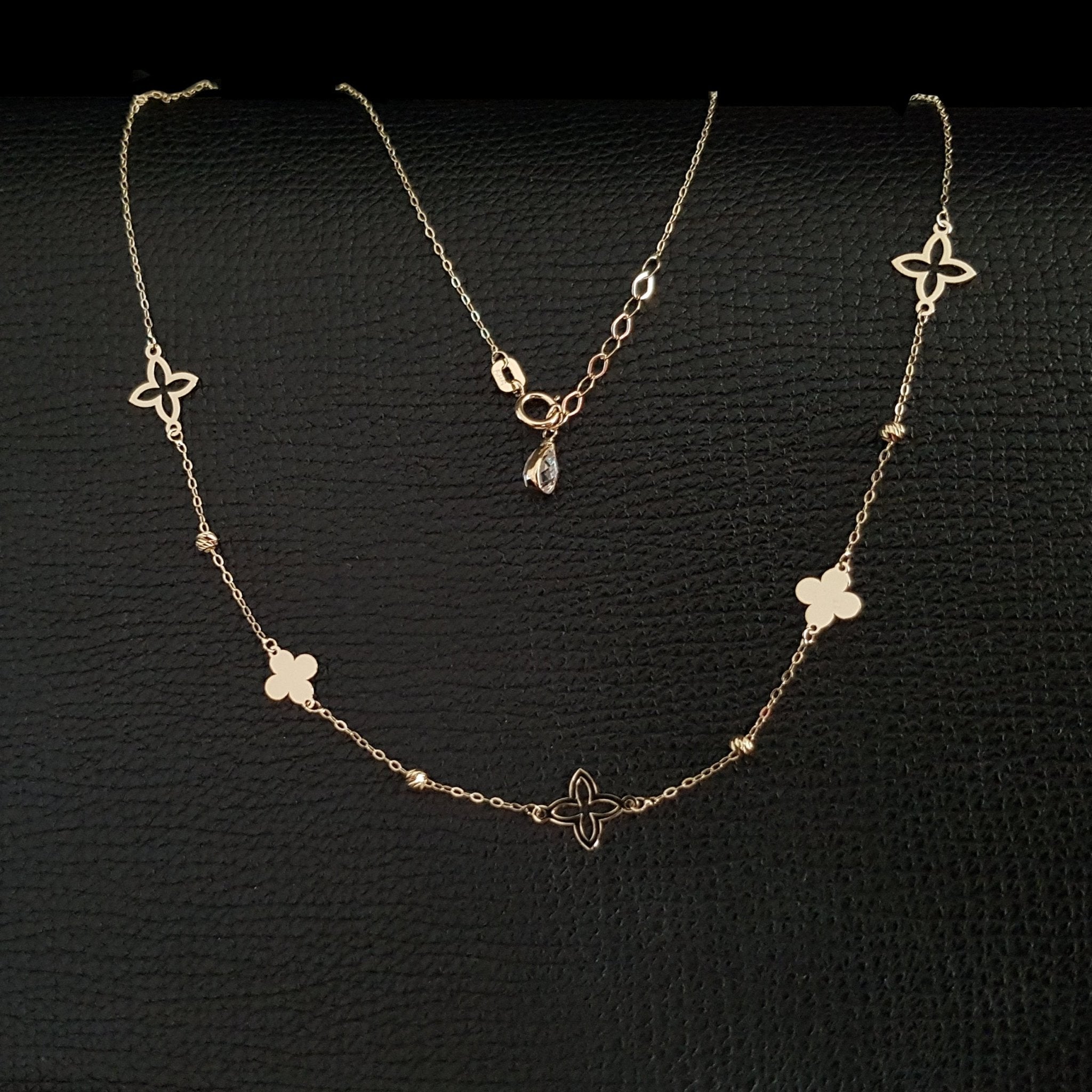 14K Guldhalsband Dam Klöver Halsband I Äkta Guld Minimalistiskt Halsband - Noxlookjewelry