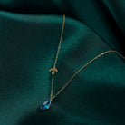 14K Guldhalsband Dam Med Blå Droppsten Och Fågel I Äkta Guld Elegant Halsband Med Sten - Noxlookjewelry
