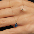 14K Guldhalsband Dam Med Blå Droppsten Och Fågel I Äkta Guld Elegant Halsband Med Sten - Noxlookjewelry