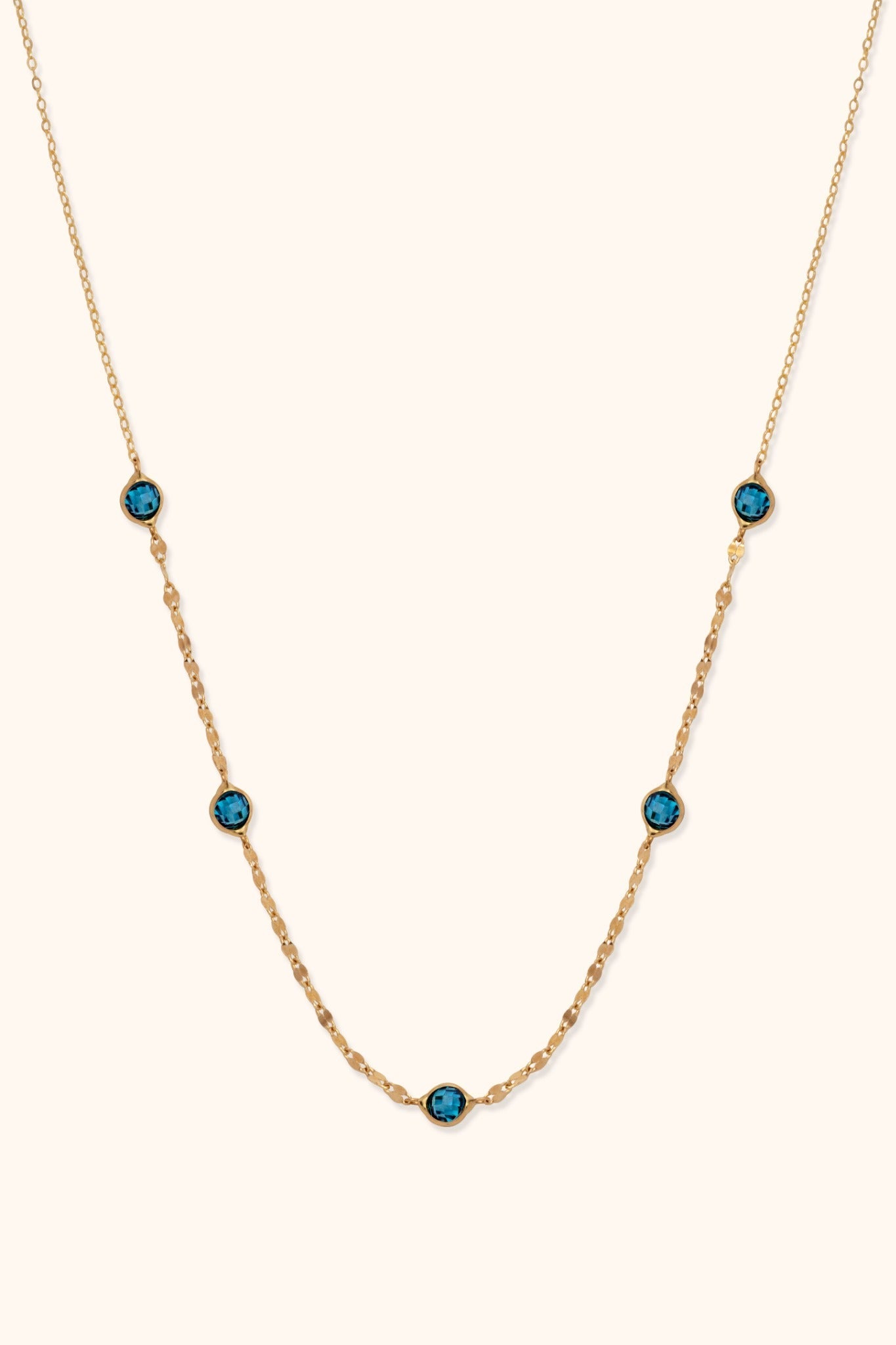 14K Guldhalsband Dam Med Blå Stendetaljer Och Elegant Minimalistisk Stil - Noxlookjewelry