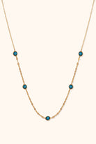 14K Guldhalsband Dam Med Blå Stendetaljer Och Elegant Minimalistisk Stil - Noxlookjewelry