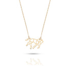 14K Guldhalsband Dam Med Geometrisk Häst Berlock I Äkta Guld Minimalistiskt Häst Halsband - Noxlookjewelry