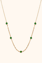 14K Guldhalsband Dam Med Gröna Stendetaljer Och Elegant Minimalistisk Stil - Noxlookjewelry