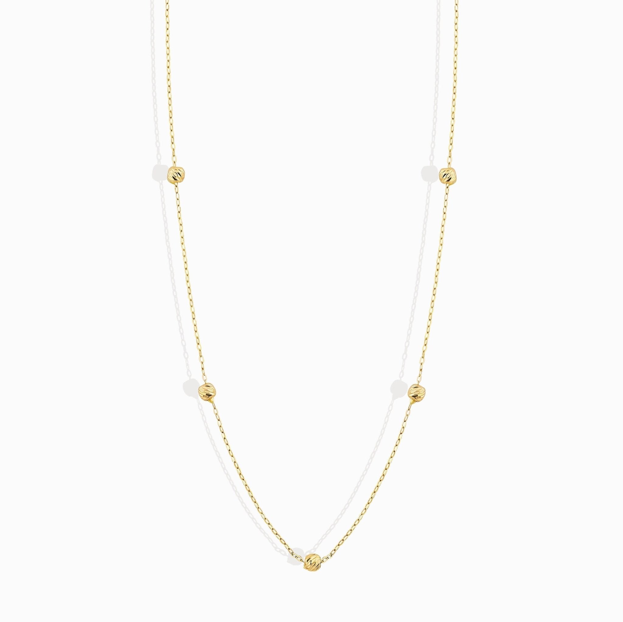 14K Guldhalsband Dam Med Guldkulor – Minimalistiskt Äkta Guld Halsband - Noxlookjewelry