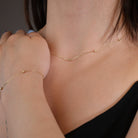 14K Guldhalsband Dam Med Guldkulor – Minimalistiskt Äkta Guld Halsband - Noxlookjewelry