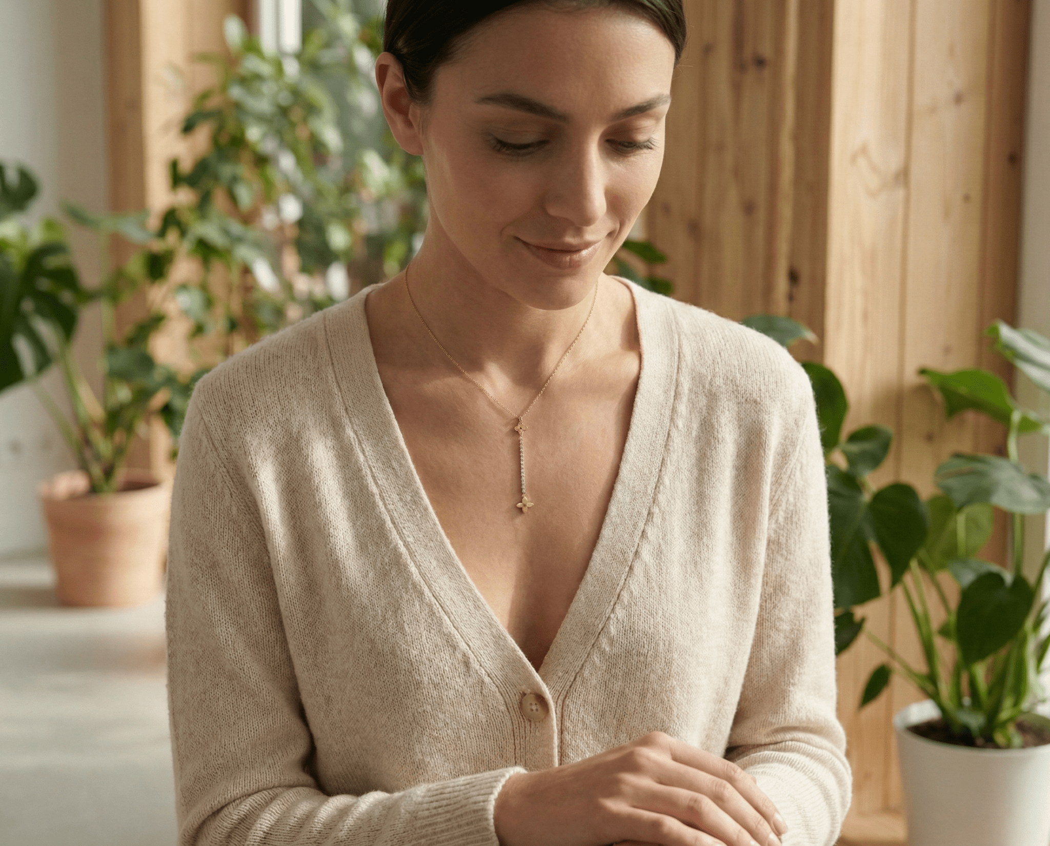 14K Guldhalsband Dam Med Hängande Blommotiv Och Elegant Design - Noxlookjewelry