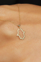 14K Guldhalsband Dam Med Hamsa Hand Fatimas Hand I Äkta Guld Skydds Halsband - Noxlookjewelry