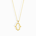 14K Guldhalsband Dam Med Hamsa Hand Fatimas Hand I Äkta Guld Skydds Halsband - Noxlookjewelry