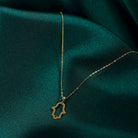 14K Guldhalsband Dam Med Hamsa Hand Fatimas Hand I Äkta Guld Skydds Halsband - Noxlookjewelry
