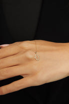 14K Guldhalsband Dam Med Hamsa Hand Fatimas Hand I Äkta Guld Skydds Halsband - Noxlookjewelry