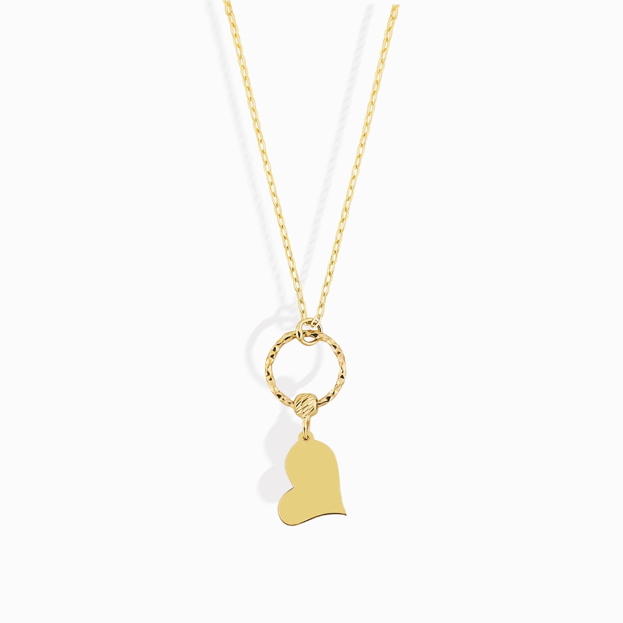 14K Guldhalsband Dam Med Hjärta Berlock I Äkta Guld Elegant Hjärta Halsband Med Tunn Guldkedja - Noxlookjewelry