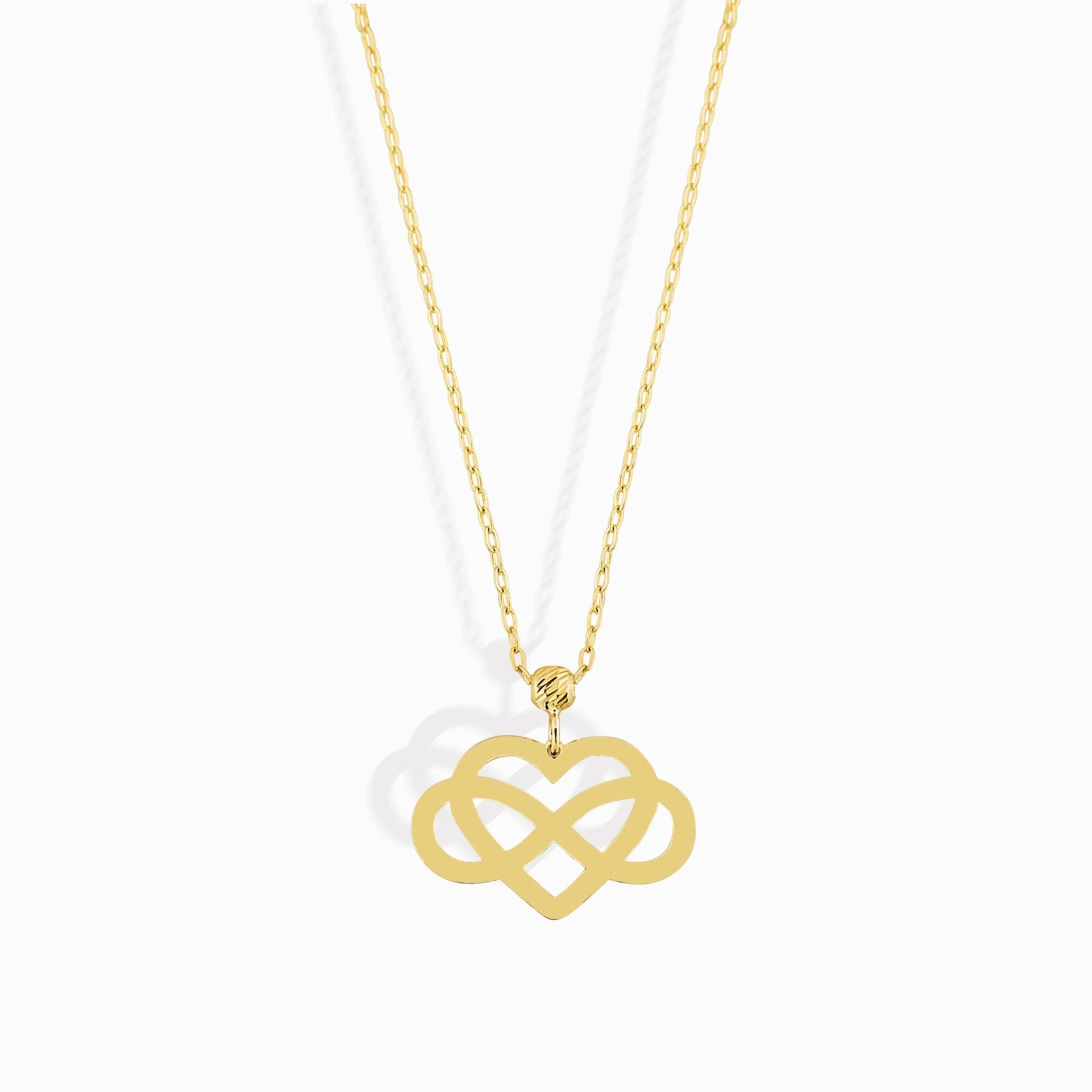 14K Guldhalsband Dam Med Hjärta Och Oändlighet I Äkta Guld Elegant Infinity Hjärta Halsband - Noxlookjewelry