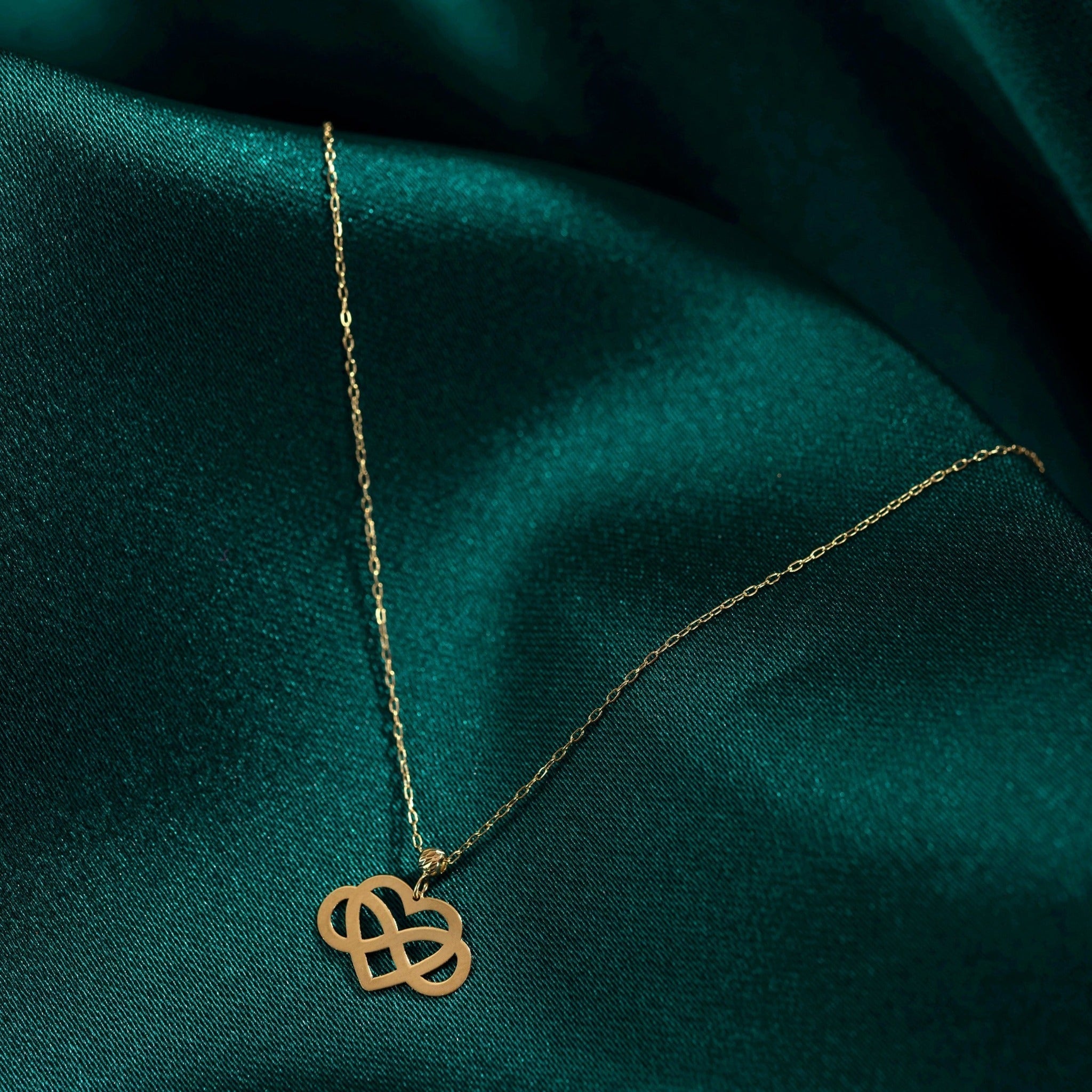 14K Guldhalsband Dam Med Hjärta Och Oändlighet I Äkta Guld Elegant Infinity Hjärta Halsband - Noxlookjewelry