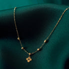 14K Guldhalsband Dam Med Klöver & Guldkulor I Äkta Guld - Noxlookjewelry