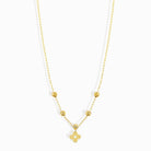 14K Guldhalsband Dam Med Klöver & Guldkulor I Äkta Guld - Noxlookjewelry