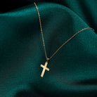 14K Guldhalsband Dam Med Kors I Äkta Guld Minimalistiskt Kors Halsband - Noxlookjewelry