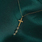 14K Guldhalsband Dam Med Kors Och Stenar I Äkta Guld Elegant Kors Halsband - Noxlookjewelry
