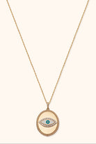 14K Guldhalsband Dam Med Ögonmotiv Och Elegant Medaljongdesign - Noxlookjewelry