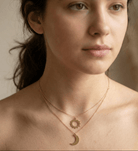 14K Guldhalsband Dam Med Sol Och Måne I Dubbel Lagerdesign - Noxlookjewelry