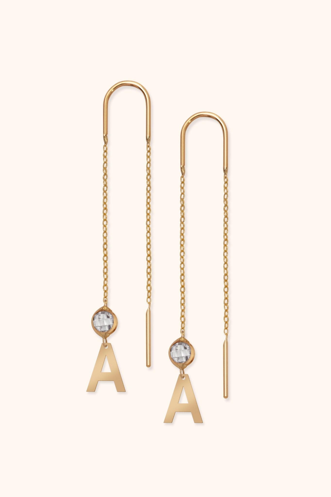 14K Guldörhängen Dam Med Anpassningsbar Bokstavscharm Och Elegant Hängande Design - Noxlookjewelry