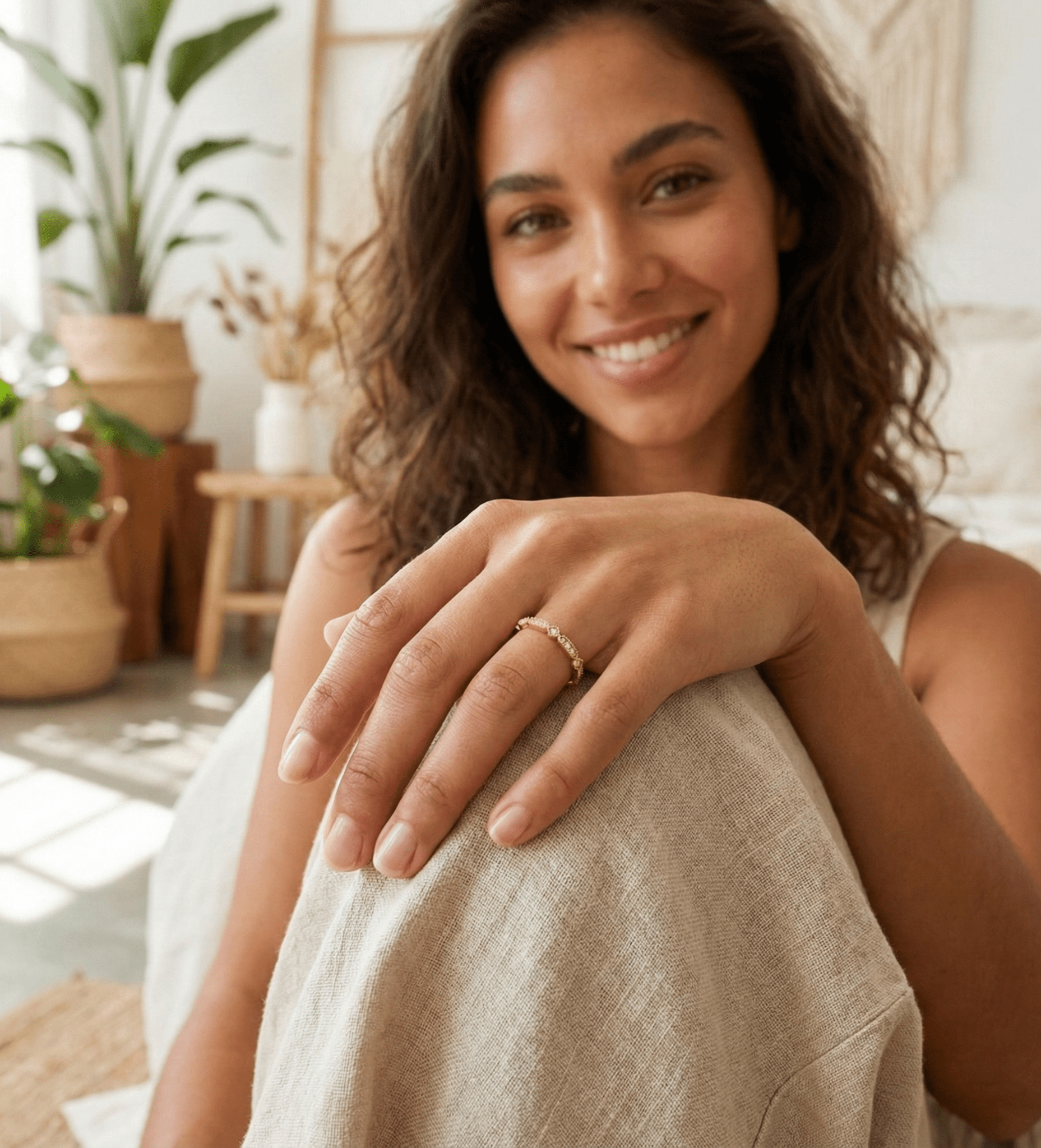 14K Guldring Dam – Art Deco Pavé Band i Äkta Guld - Noxlookjewelry